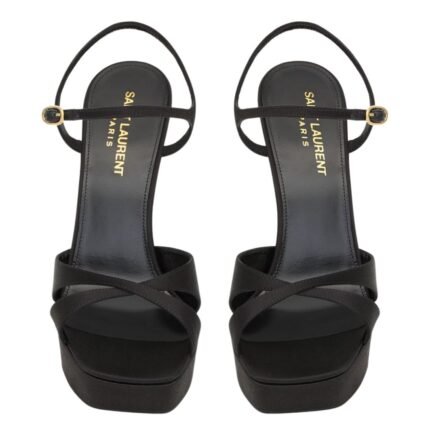 SAINT LAURENT DEBBIE PLATFORM SANDALS IN SATIN CREPE