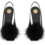 SAINT LAURENT PARADIS SANDALS IN SATIN AND FEATHERSSAINT LAURENT PARADIS SANDALS IN SATIN AND FEATHERS