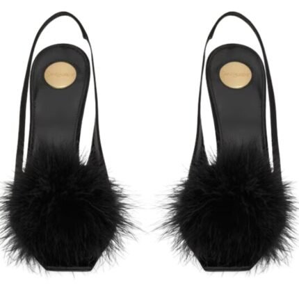 SAINT LAURENT PARADIS SANDALS IN SATIN AND FEATHERSSAINT LAURENT PARADIS SANDALS IN SATIN AND FEATHERS