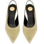 SAINT LAURENT LENTRACTE SLINGBACK PUMPS IN SATIN CREPE