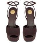 SAINT LAURENT LA SCANDALE PLATFORM SANDALS IN SATIN CREPE