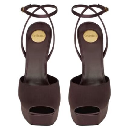 SAINT LAURENT LA SCANDALE PLATFORM SANDALS IN SATIN CREPE