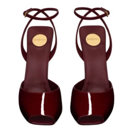 SAINT LAURENT LA SCANDALE SANDALS IN PATENT LEATHER