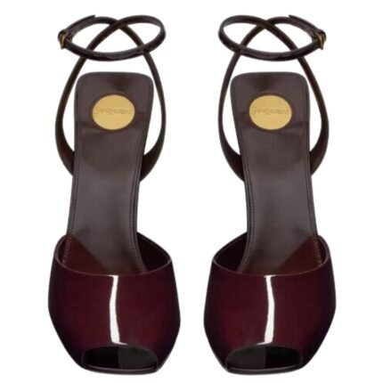 SAINT LAURENT LA SCANDALE SANDALS IN PATENT LEATHER