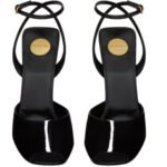 SAINT LAURENT LA SCANDALE SANDALS IN PATENT LEATHER
