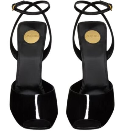 SAINT LAURENT LA SCANDALE SANDALS IN PATENT LEATHER