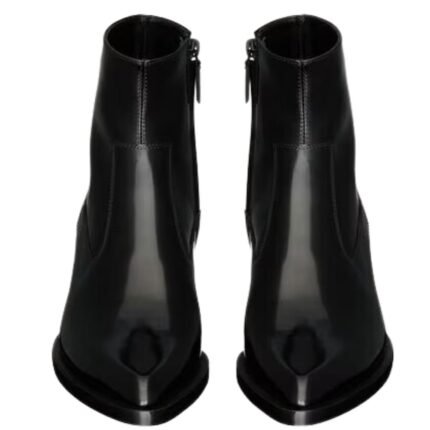 SAINT LAURENT BEAT BOOTIES IN GLAZED LEATHER