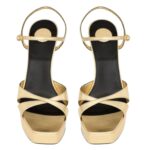 SAINT LAURENT DEBBIE PLATFORM SANDALS IN METALLIC LEATHER