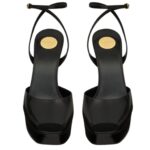 SAINT LAURENT LA SCANDALE PLATFORM SANDALS IN SMOOTH LEATHER