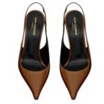 SAINT LAURENT VENDOME SLINGBACK PUMPS IN GLAZED LEATHER