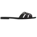 SAINT LAURENT TRIBUTE MULES IN PATENT LEATHER