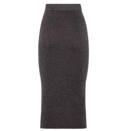 FENDI BLACK JERSEY SKIRT WITH METALLIC YARN