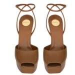 SAINT LAURENT LA SCANDALE PLATFORM SANDALS IN SMOOTH LEATHER