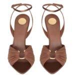 SAINT LAURENT LOLA SANDALS IN SMOOTH LEATHER AND DRAPED JERSEY