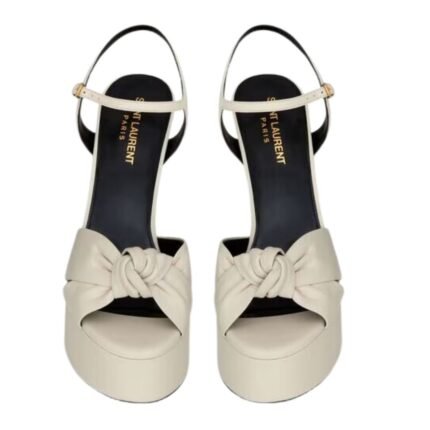 SAINT LAURENT BIANCA PLATFORM SANDALS IN SMOOTH LEATHER