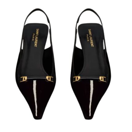 SAINT LAURENT CARINE SLINGBACK PUMPS IN PATENT LEATHER