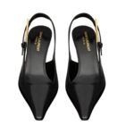 SAINT LAURENT LEE SLINGBACK PUMPS IN GLAZED LEATHER