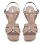 SAINT LAURENT TRIBUTE PLATFORM SANDALS IN PATENT LEATHER