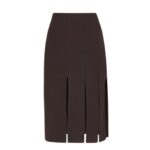 FENDI BURGUNDY GRAIN DE POUDRE WOOL SKIRT