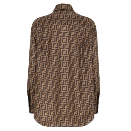FENDI BROWN FF SILK SHIRT