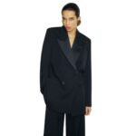 SAINT LAURENT TUXEDO JACKET IN GRAIN DE POUDRE