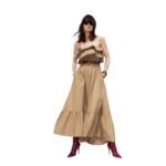 SAINT LAURENT RUFFLED DRESS IN COTTON SERGE