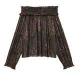 SAINT LAURENT SMOCKED BLOUSE IN LUREX PAISLEY SILK