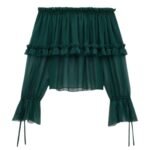 SAINT LAURENT RUFFLED BLOUSE IN SILK CREPE MUSLIN