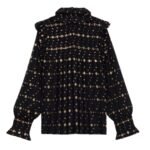 SAINT LAURENT RUFFLED BLOUSE IN LUREX SILK CREPON JACQUARD