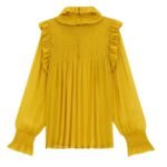 SAINT LAURENT RUFFLED BLOUSE IN SILK CREPON MUSLIN