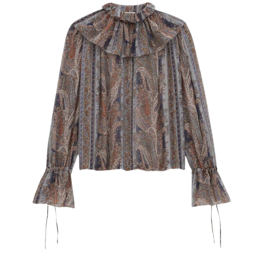 3 SAINT LAURENT BLOUSE IN PAISLEY SILK GEORGETTE