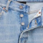 SAINT LAURENT V WAIST LONG BAGGY JEANS IN MICHIGAN BLUE DENIM