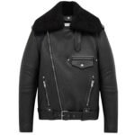 SAINT LAURENT BIKER JACKET IN VINTAGE LEATHER AND SHEARLING