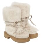 FENDI APRES CHIC BEIGE SHEEPSKIN AND CHAMOIS BOOTS