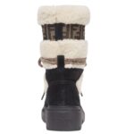 FENDI APRES CHIC WHITE SHEEPSKIN AND BLACK SUEDE BOOTS