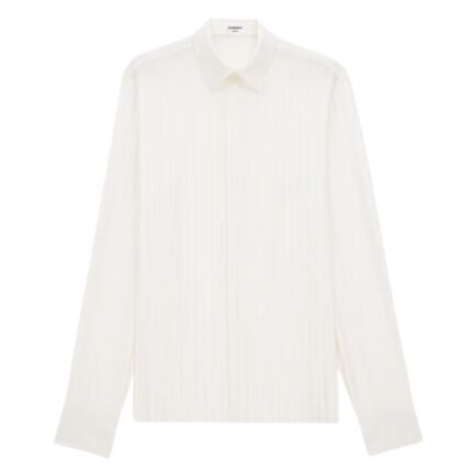 SAINT LAURENT SHIRT IN STRIPED SATIN PIQUÉ