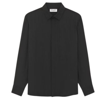 SAINT LAURENT CASSANDRE SHIRT IN MATTE AND SHINY STRIPED SILK