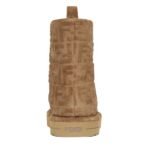 FENDI APRES CHIC BROWN FF CHAMOIS LOW BOOTS