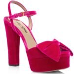 TOM FORD VELVET BRIGITTE PLATFORM SANDAL CRIMSON PINK