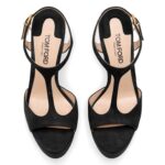 TOM FORD SUEDE LEATHER ANGELINA PLATFORM SANDAL BLACK