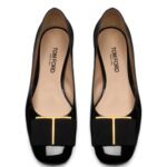 TOM FORD LEATHER AND GROS GRAIN AUDREY BALLERINA FLAT