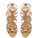 TOM FORD SHINY STAMPED CROCODILE LEATHER PARADIS CAGE SANDAL SAFARI BEIGE