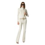 TOM FORD SHINY STAMPED CROCODILE LEATHER URSULA BELT IVORY