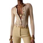 TOM FORD PALMELLATO EFFECT LEATHER BELT LIGHT BEIGE