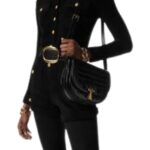 TOM FORD SHINY STAMPED CROCODILE LEATHER URSULA BELT BLACK
