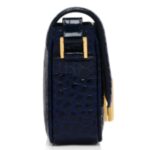 TOM FORD SHINY STAMPED CROCODILE LEATHER WALLIS E W SHOULDER BAG NAVY
