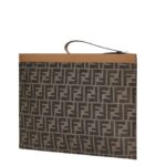 FENDI LARGE FLAT FF JACQUARD FABRIC POUCH
