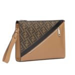 FENDI DIAGONAL FLAT MULTICOLOR LEATHER POUCH