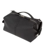 FENDI SELLERIA SIESTA SMALL BLACK LEATHER BAG WITH 266 HAND-SEWN TOPSTITCHES