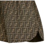 FENDI BROWN CANVAS SHORTS